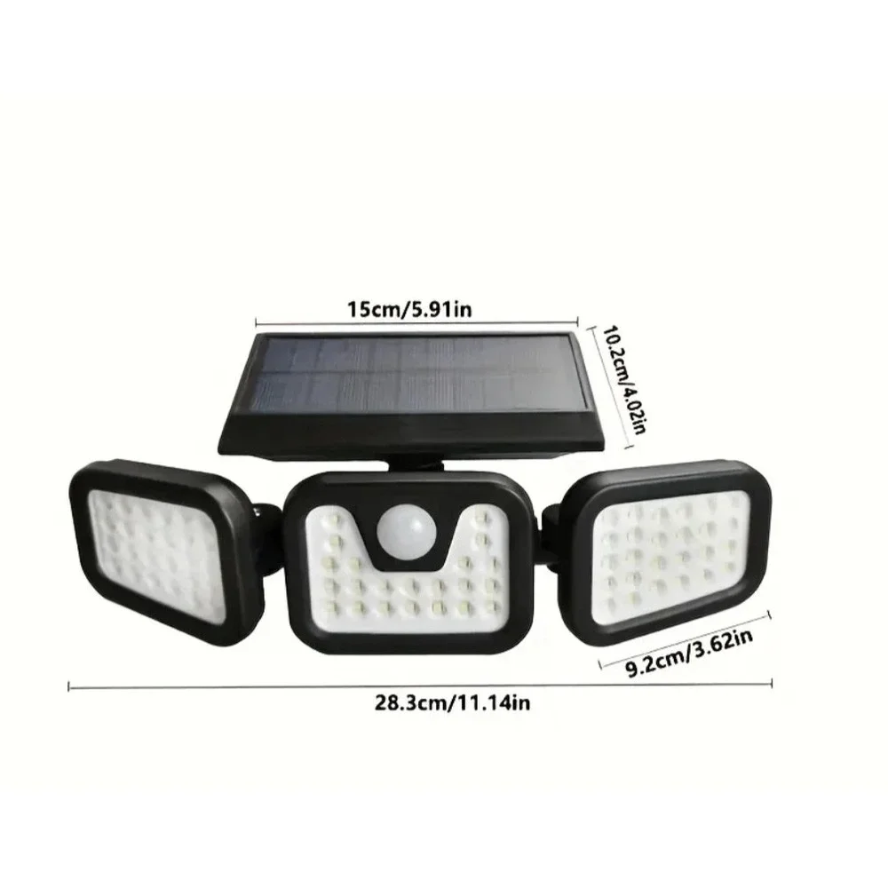 2400 mA Solar Lights Outdoor with Motion Sensor,3 Head 270° Wide Angle Street